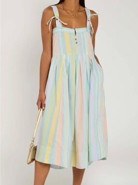 NWT Free People Primavera Stripe Cotton Midi Dress retail $148